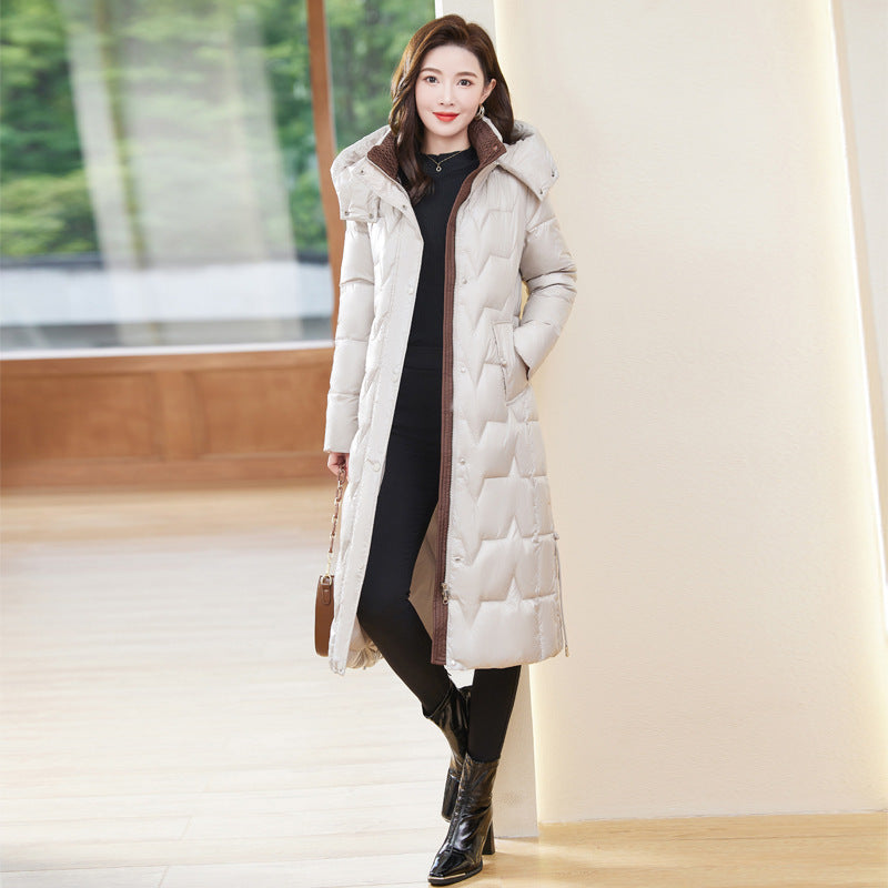 Women's Long Down Cotton-Padded Winter Coat Below Knee Warmth & Style , Jackets