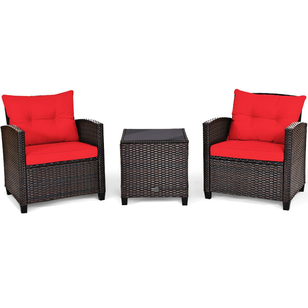 3-Piece Rattan Patio Furniture Set with Washable Cushions – Outdoor Chairs & Coffee Table
