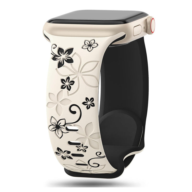 Two-Tone Silicone Watch Band Durable & Comfortable Strap (Bauhinia Design)