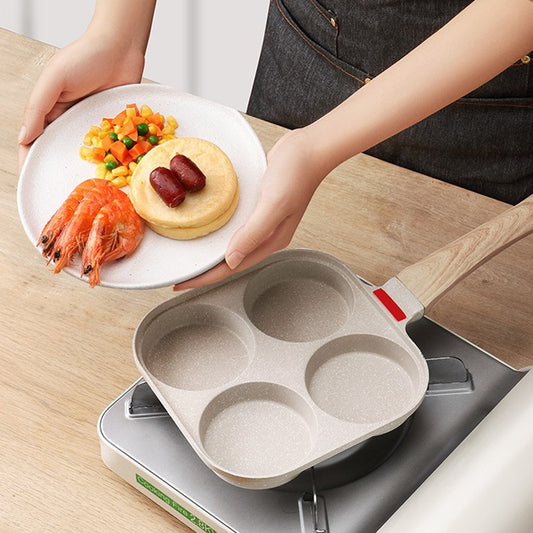Non-Stick 4-Hole Fried Egg & Burger Pan Household Breakfast Pan & Pancake Maker