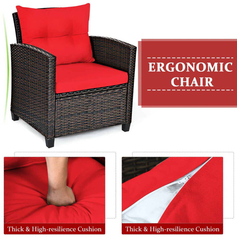 3-Piece Rattan Patio Furniture Set with Washable Cushions – Outdoor Chairs & Coffee Table