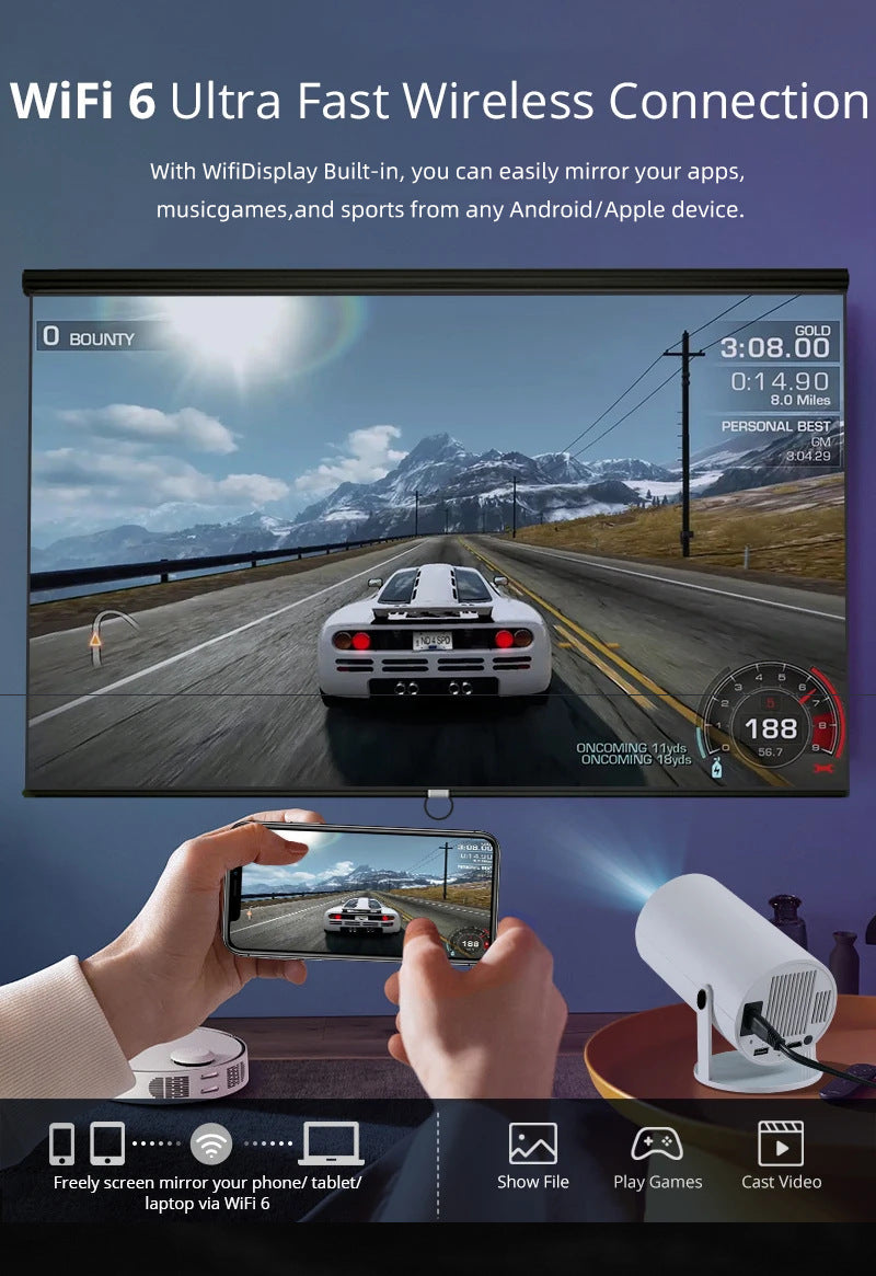 HY300 Smart HD Home Projector Portable Mini Theater Machine