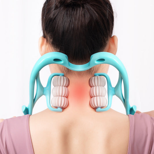 “Multifunctional Six-Wheel Neck Massager | Manual Roller Massage Tool for Pain Relief”