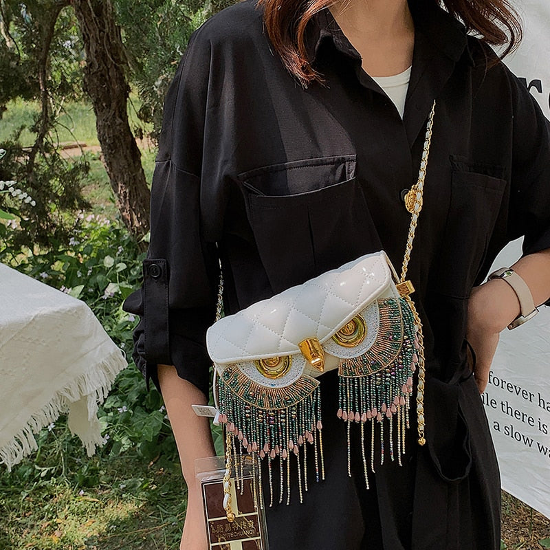 Cute Owl Bags for Women – Luxury Designer Handbag, Fashion Tassel Crossbody, Leather Animal Print Shoulder Bag
