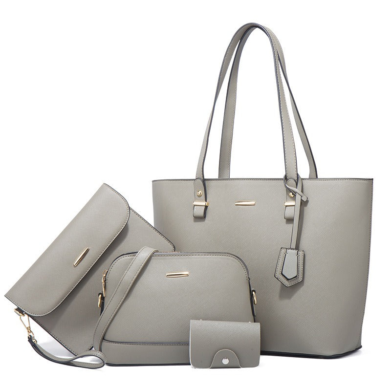 Trendy Women’s Retro Celebrity One-Shoulder Handbag High Capacity Fashion Crossbody Four-Piece Mother Bag Set
