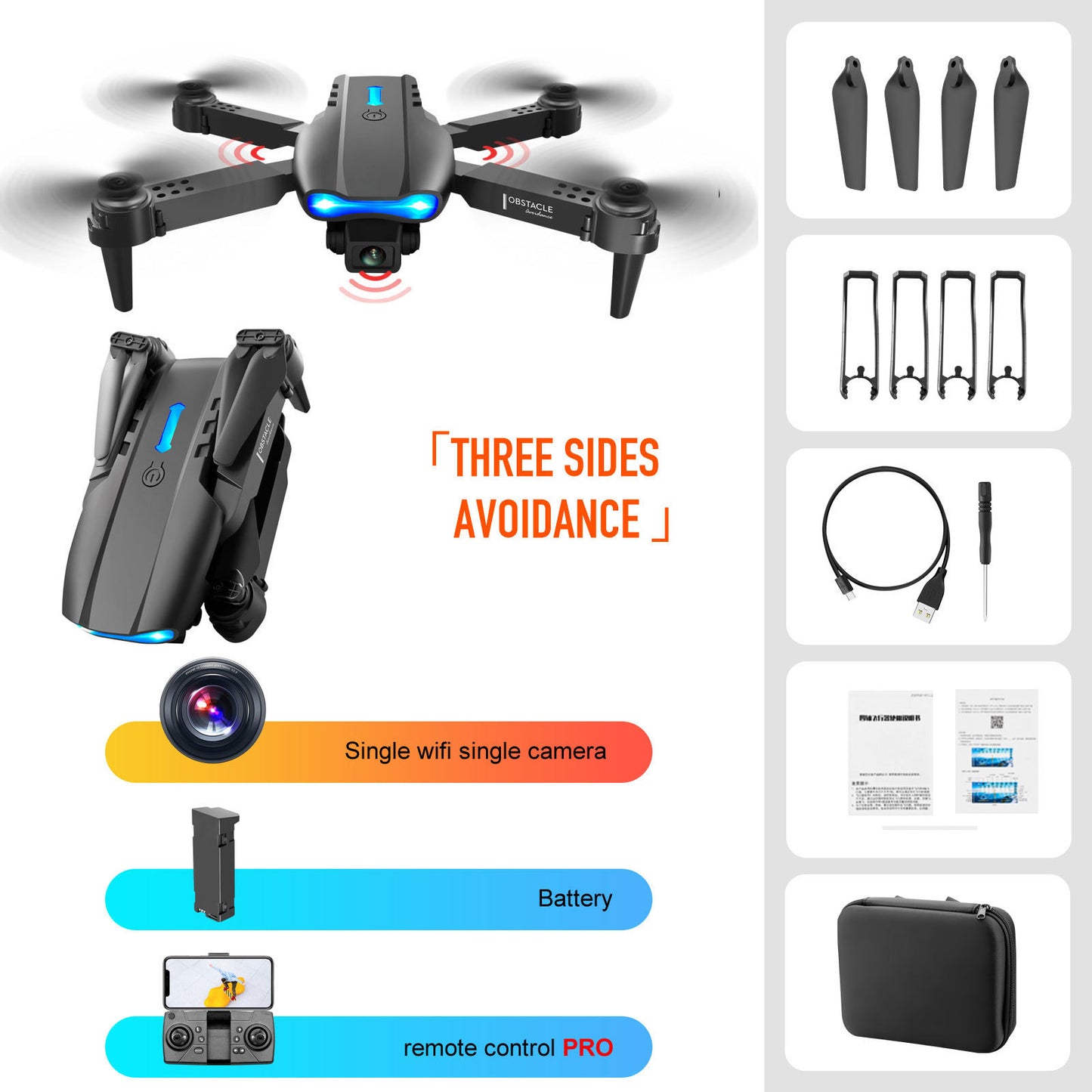4K Dual Camera Drone | Remote Control with 3-Sided Obstacle Avoidance