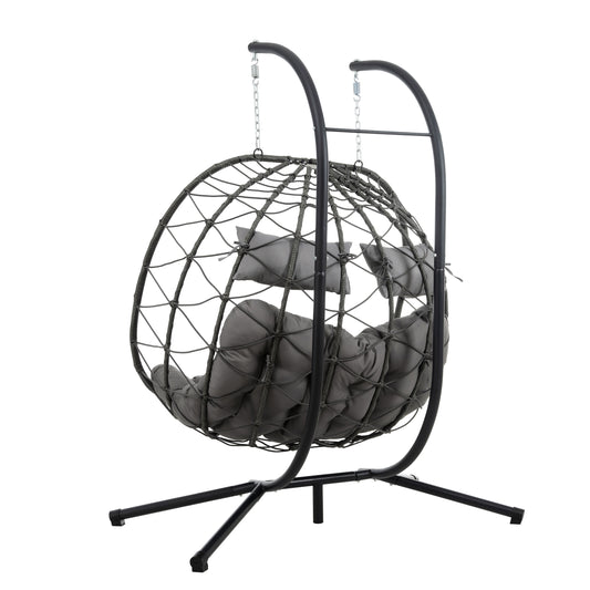 Two-Person Hanging Egg Chair with Stand – Indoor & Outdoor Swing Seat