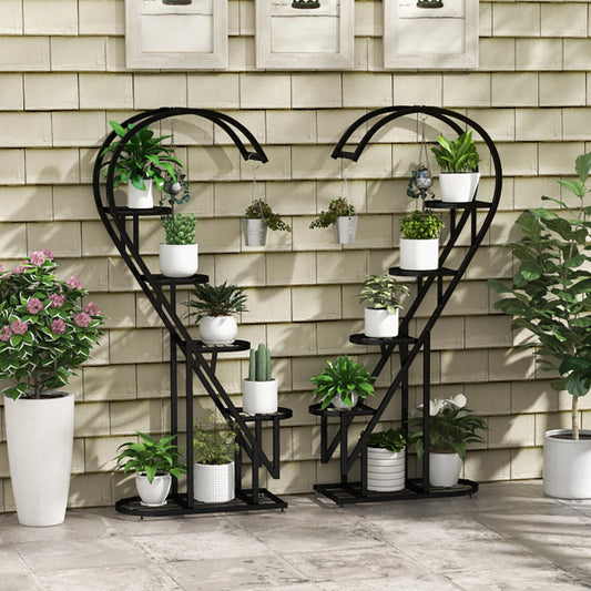 5 Tier Metal Plant Stand with Hanging Hook – Indoor & Outdoor Multiple Plant Holder