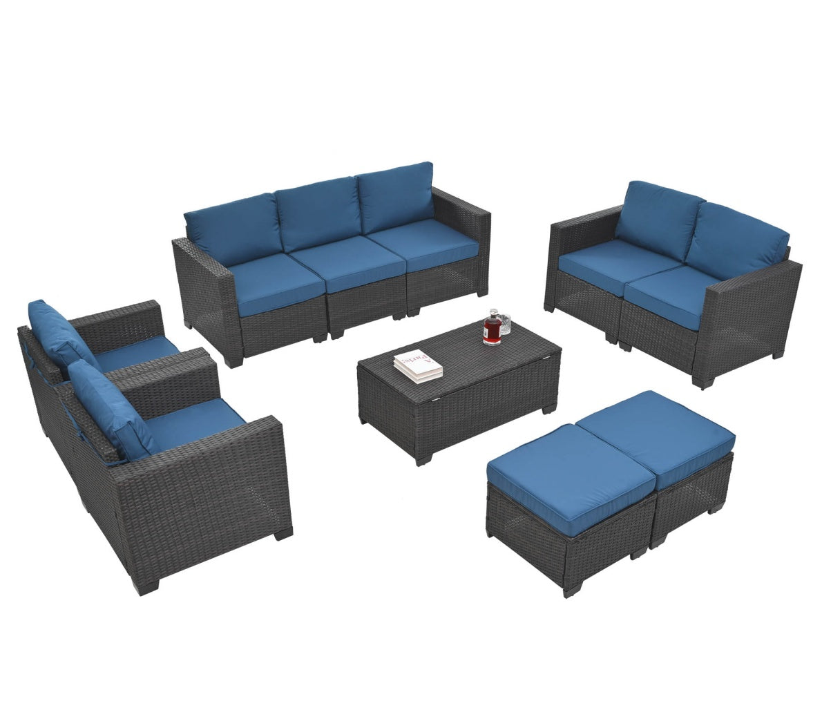 10-Piece Patio Furniture Set with Cushions – Outdoor Sectional Sofa & Table