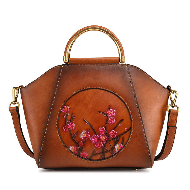 Cowhide Leather Shoulder Bag | Stylish Messenger Handbag for Women