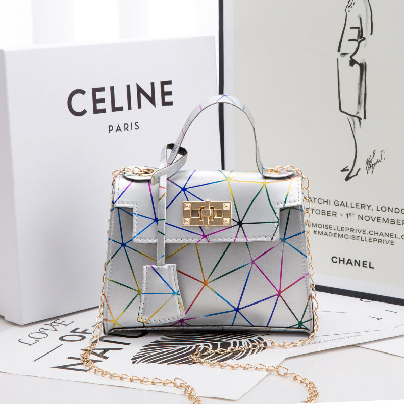 Kelly-Style Leather Handbag Elegant Small Square Bag with  Lock