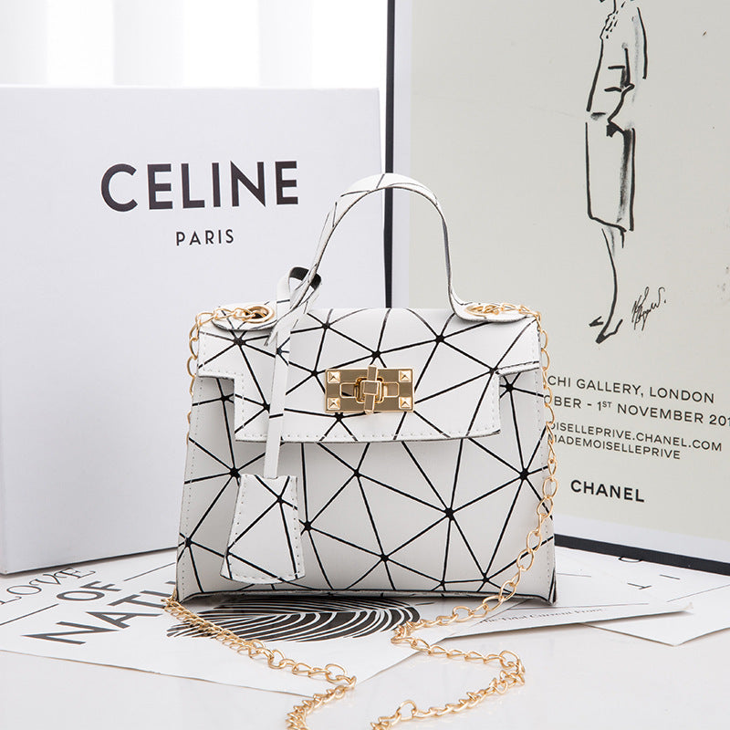 Kelly-Style Leather Handbag Elegant Small Square Bag with  Lock