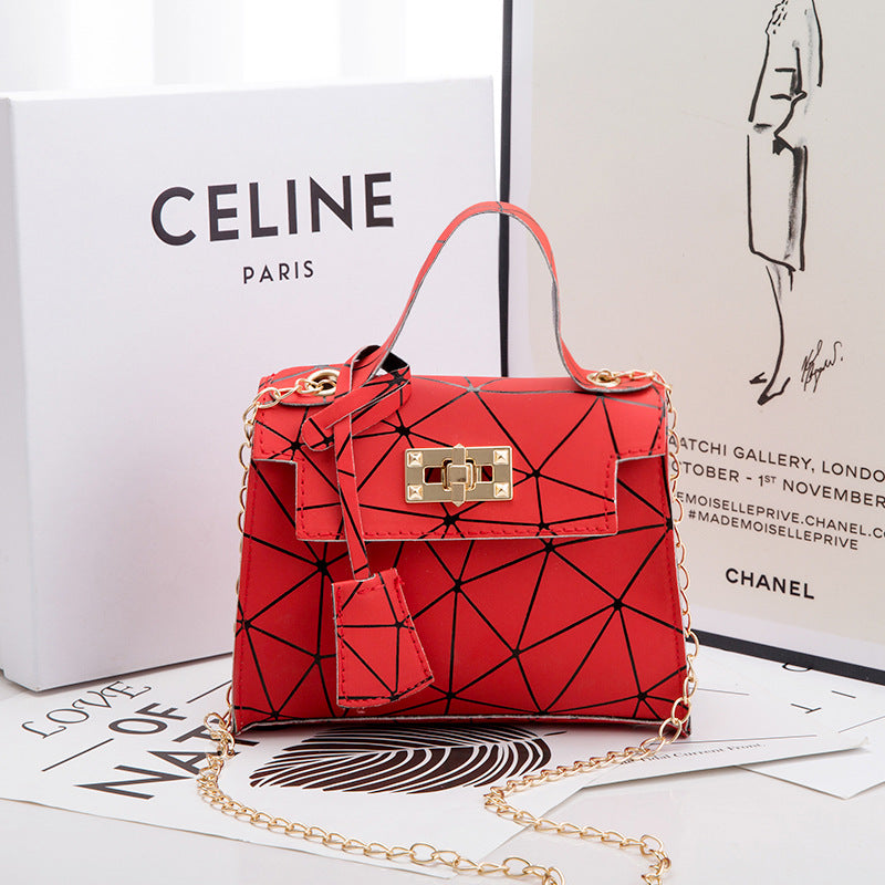 Kelly-Style Leather Handbag Elegant Small Square Bag with  Lock