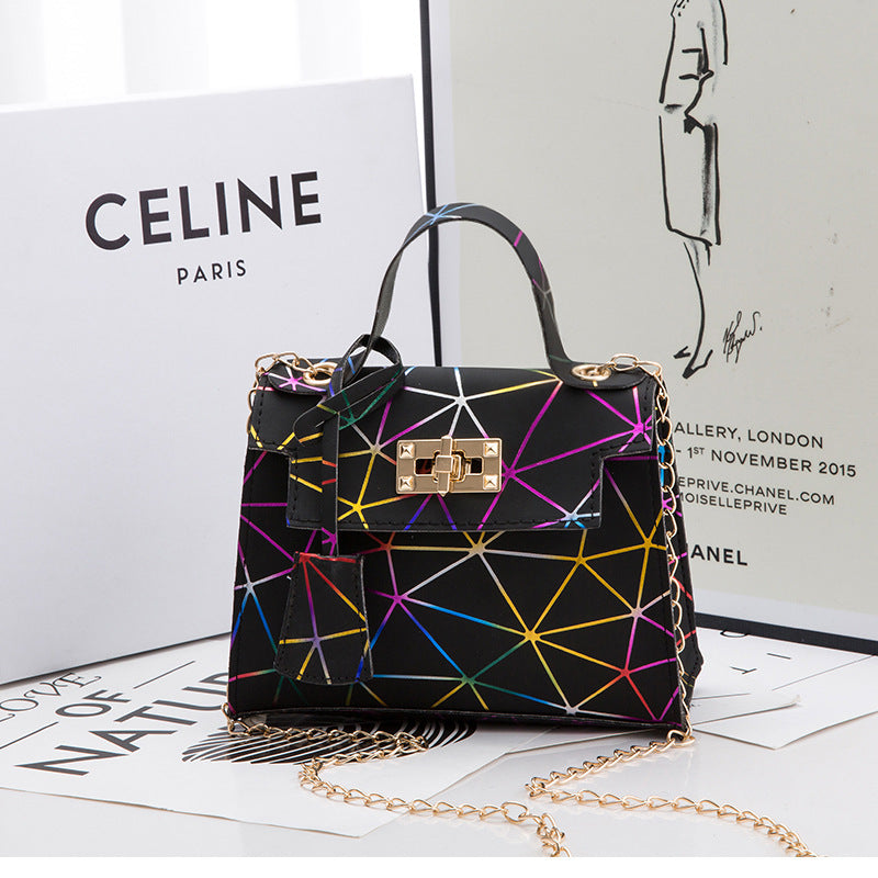 Kelly-Style Leather Handbag Elegant Small Square Bag with  Lock