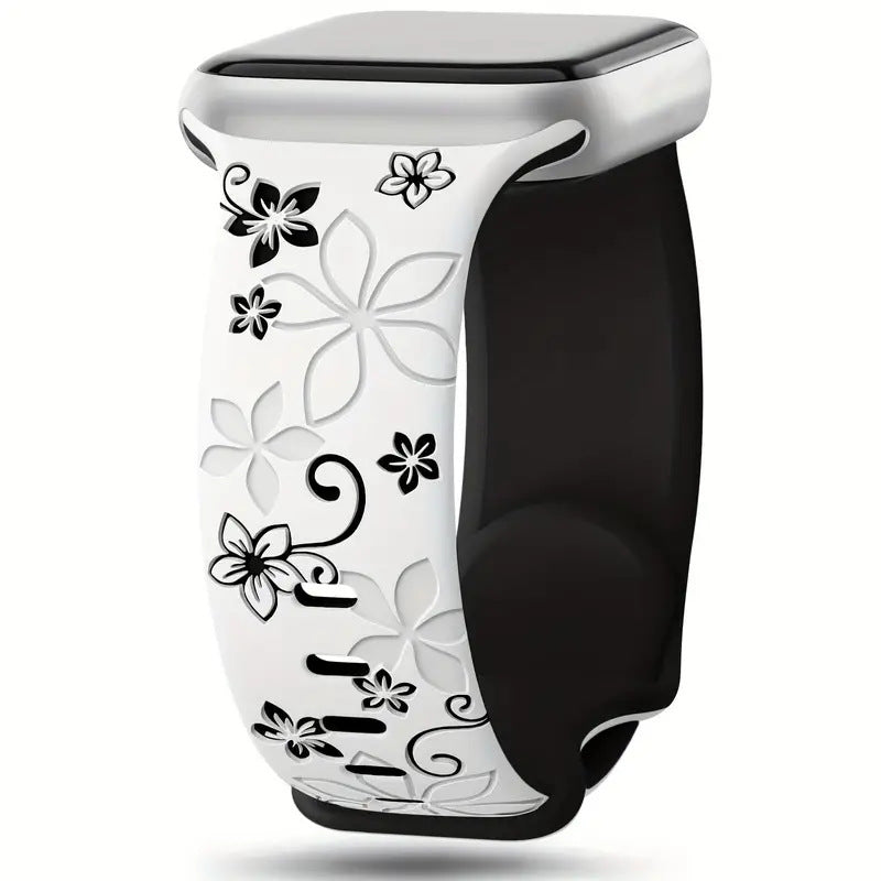 Two-Tone Silicone Watch Band Durable & Comfortable Strap (Bauhinia Design)
