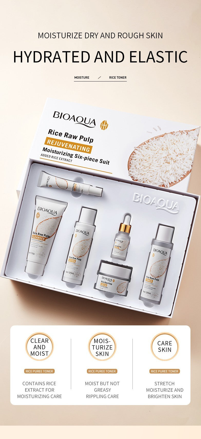 Puree 6-in-1 Skin Rejuvenation & Hydration Set ,Moisturizing Skincare Kit for Radiant Glow
