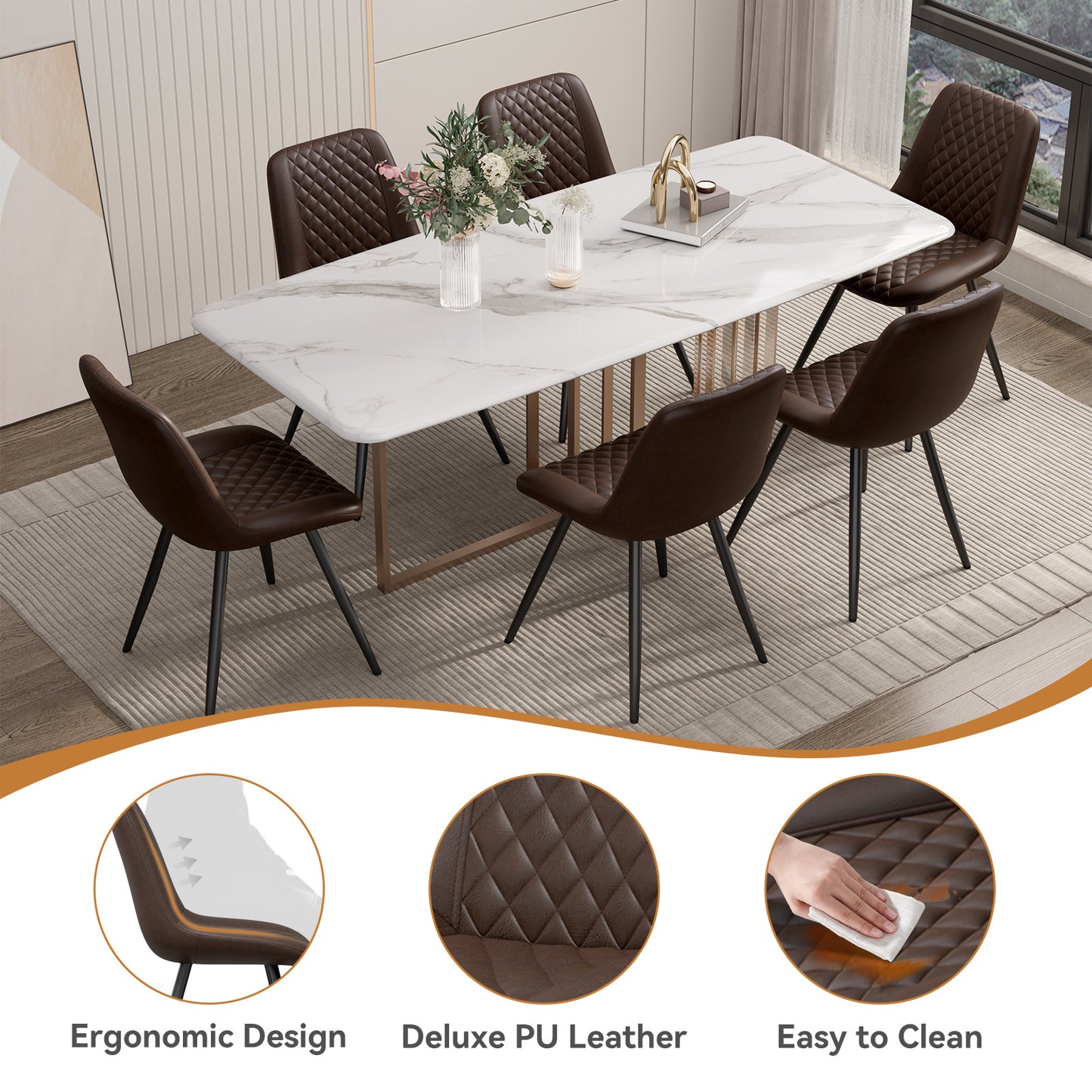 Luxury Dining Chair with PU Leather Upholstery – Elegant Home Furniture