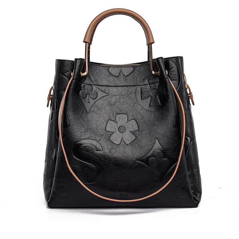 Women's Fashion Embossed Tote Bag Large Capacity Maternity & Bucket Style Handbag