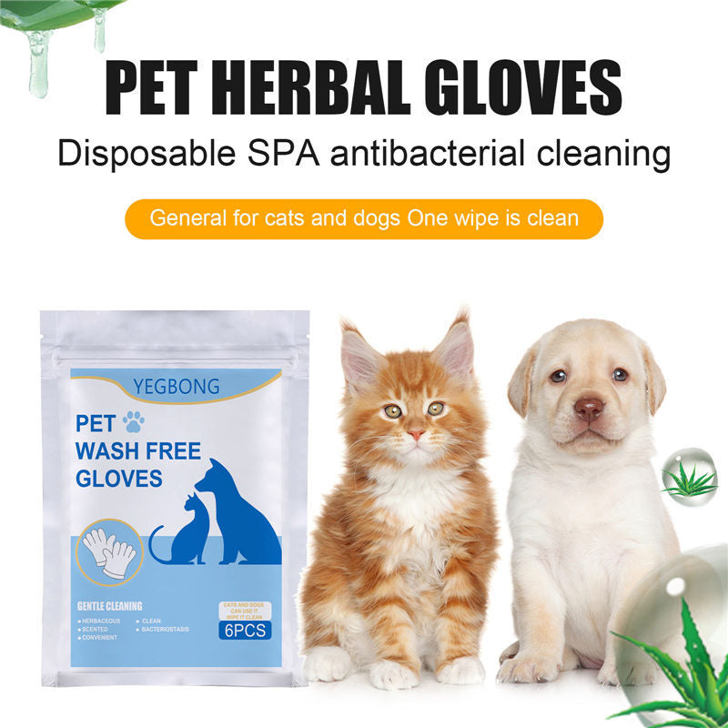 Pet Grooming Gloves No-Bath Cleaning Gloves for Cats & Dogs