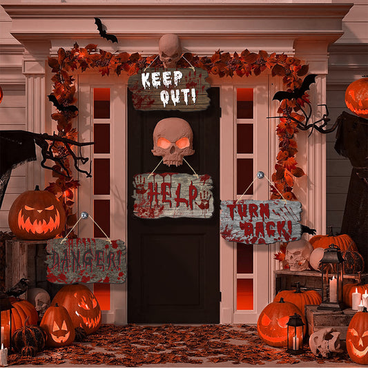 Imitation Wooden Doorplate – Haunted House Halloween Horror Decoration