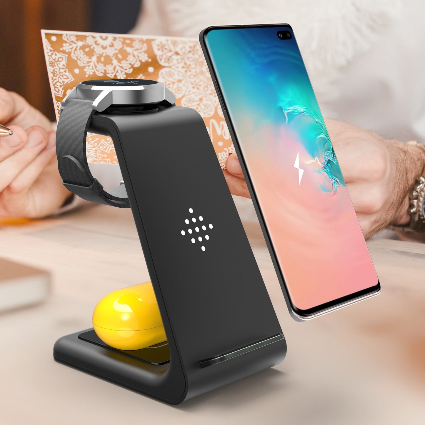 3-in-1 Wireless Fast Charging Station | Quick Charge Dock & Phone Holder
