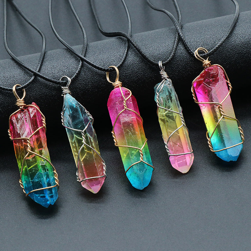 “Stone Crystal Tree of Life Pendant Necklace | Fashion Jewelry for Women & Men”
