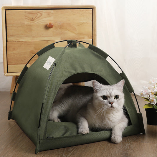 Cat Tent Cooling Mat & Doghouse Bed with Cushion – Indoor Pet Sofa Kennel