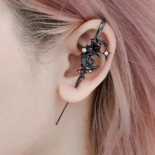 Creative Star & Moon Diamond Geometric Fashion Stud Earrings