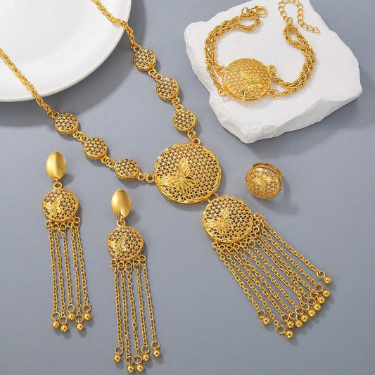 Butterfly Jewelry Set – Necklace, Earrings, Bracelet & Ring | Elegant Middle Eastern Wedding Jewelry for Women