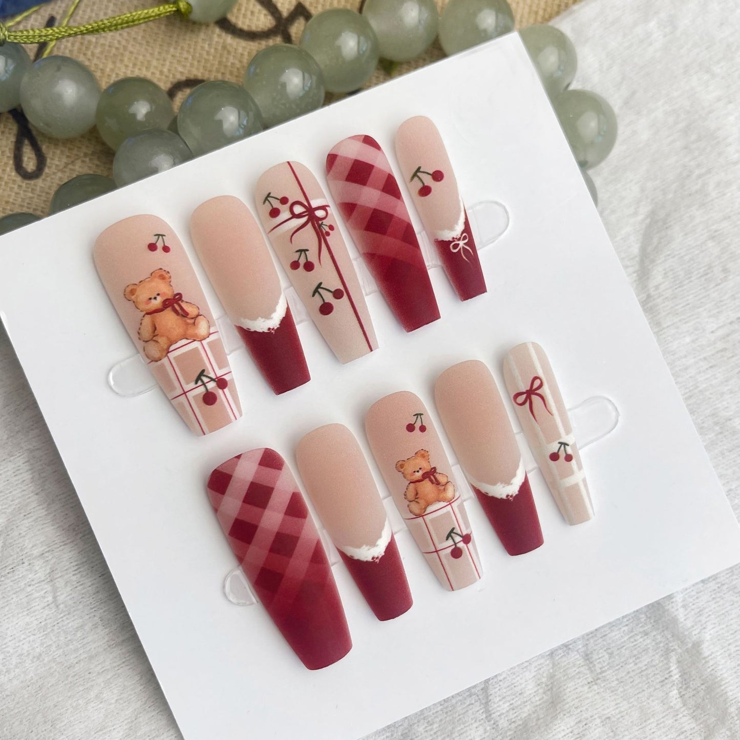 Cute Bear New Year Nail Art, DIY Press-On Nails Kit