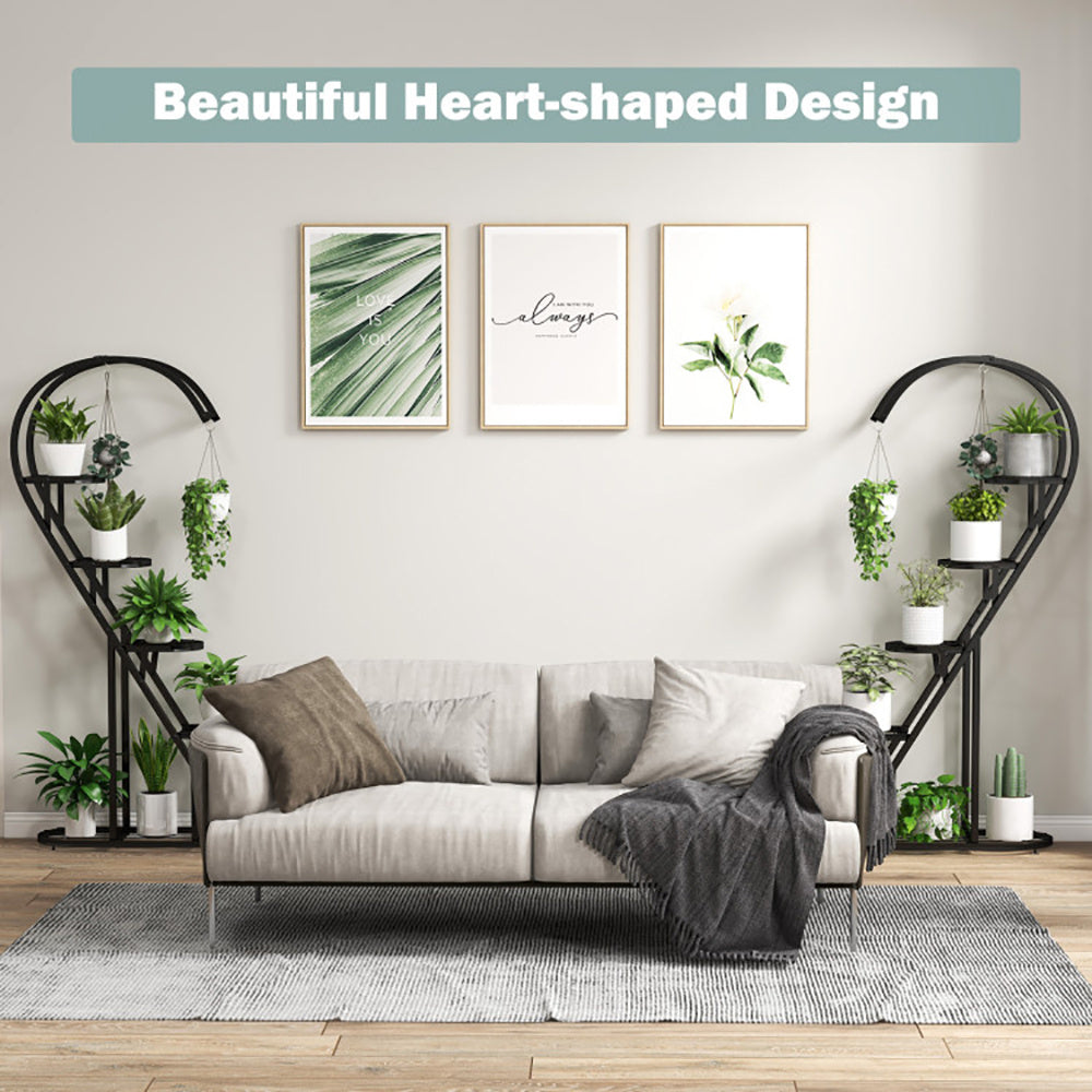 5 Tier Metal Plant Stand with Hanging Hook – Indoor & Outdoor Multiple Plant Holder