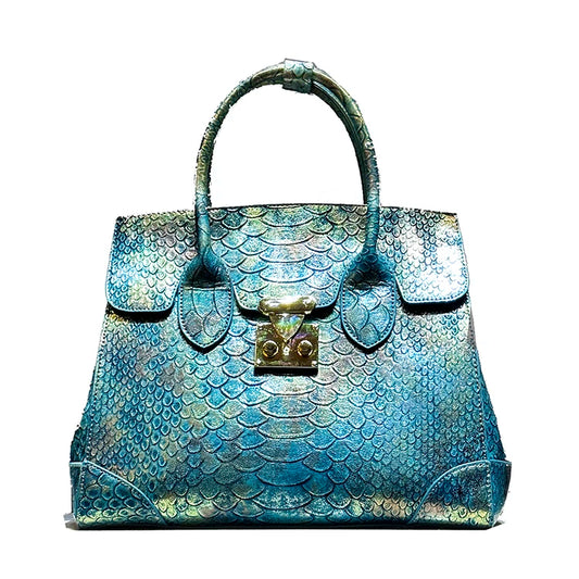Luxury Snake Print Leather Handbag Large Capacity Crossbody Bag for Women