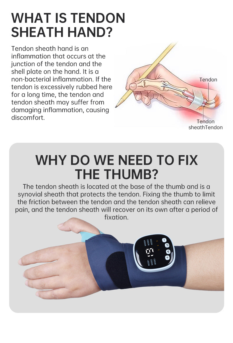 EMS Smart Tendon Sheath Wristband Hand Heating with Hot Compress & Massage Function