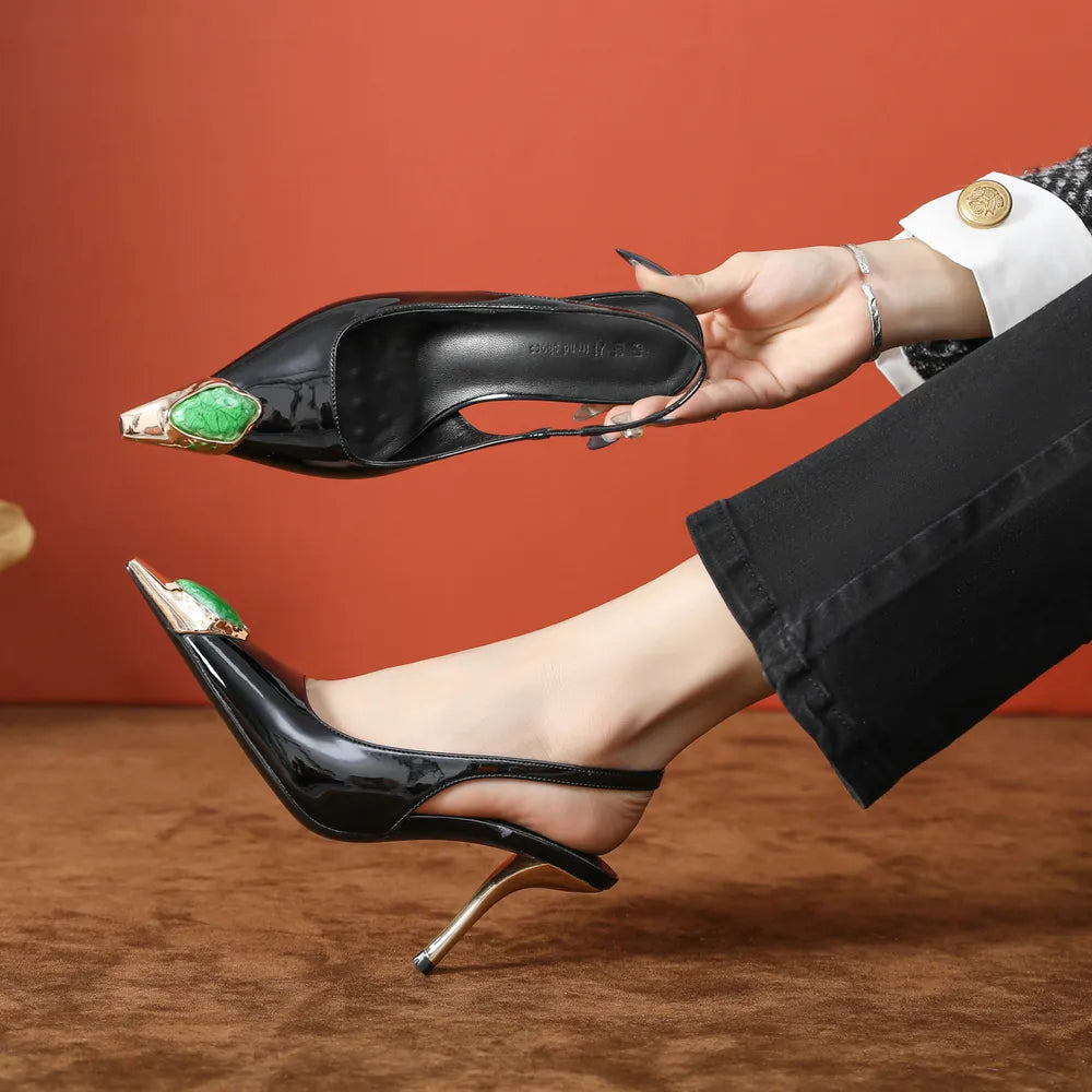 Pointed Toe Stiletto Slingback Pumps