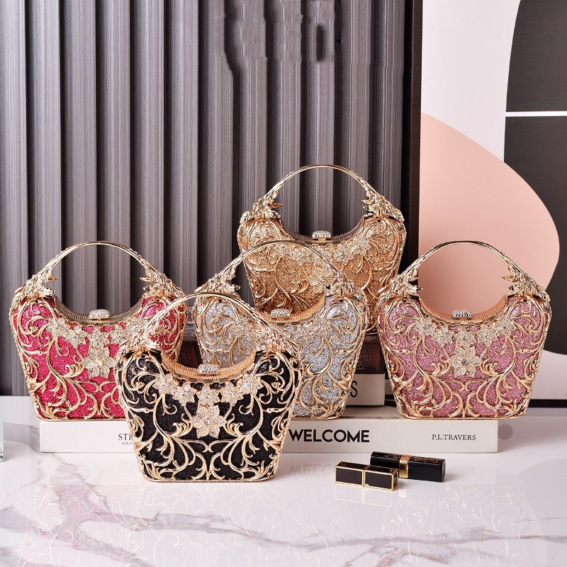 Women’s Elegant Party Clutch – Hollow Design, Glitter Shine