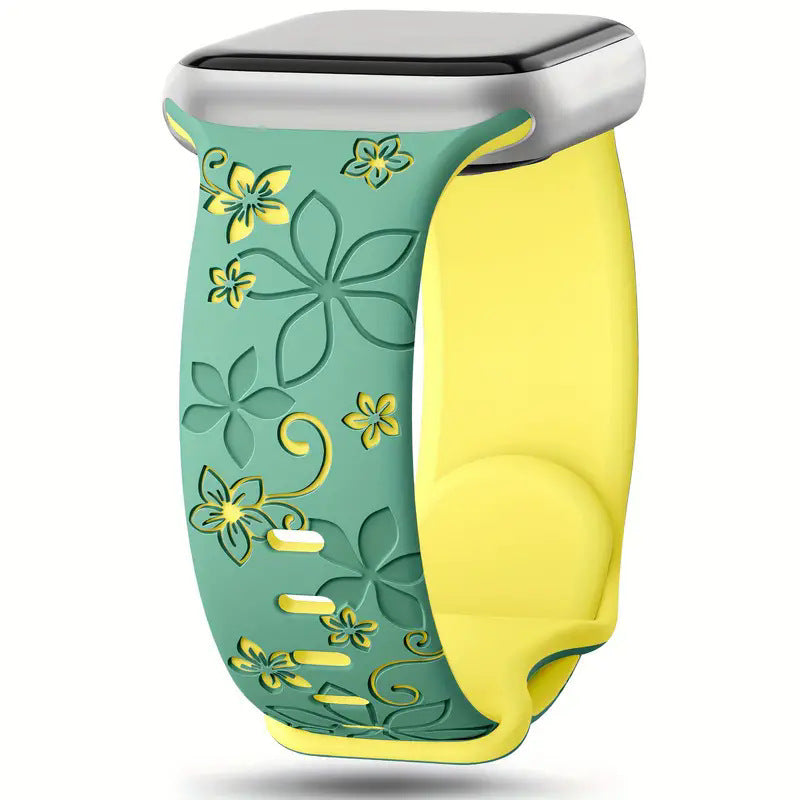 Two-Tone Silicone Watch Band Durable & Comfortable Strap (Bauhinia Design)