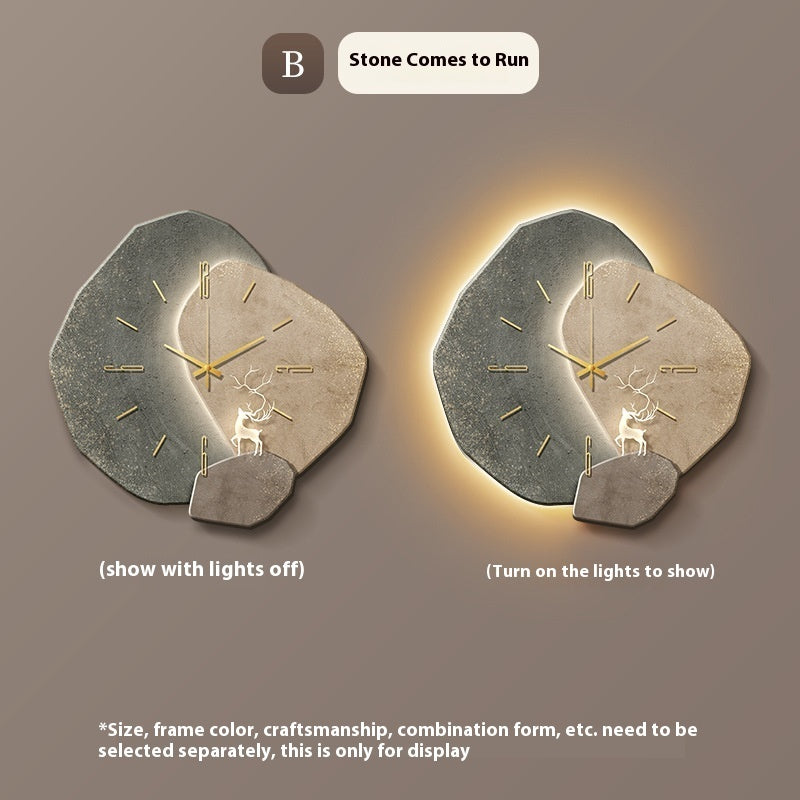 Luxury Lucky Stone Wall Clock, Elegant Living Room & Restaurant Style