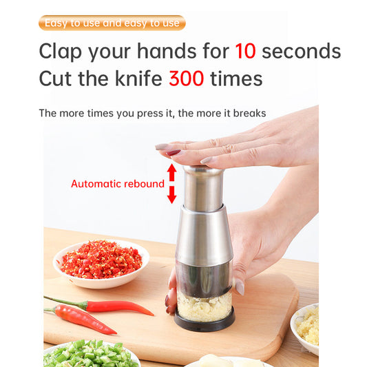 Stainless Steel Manual Garlic Pester & Cutter Multifunctional Kitchen Tool
