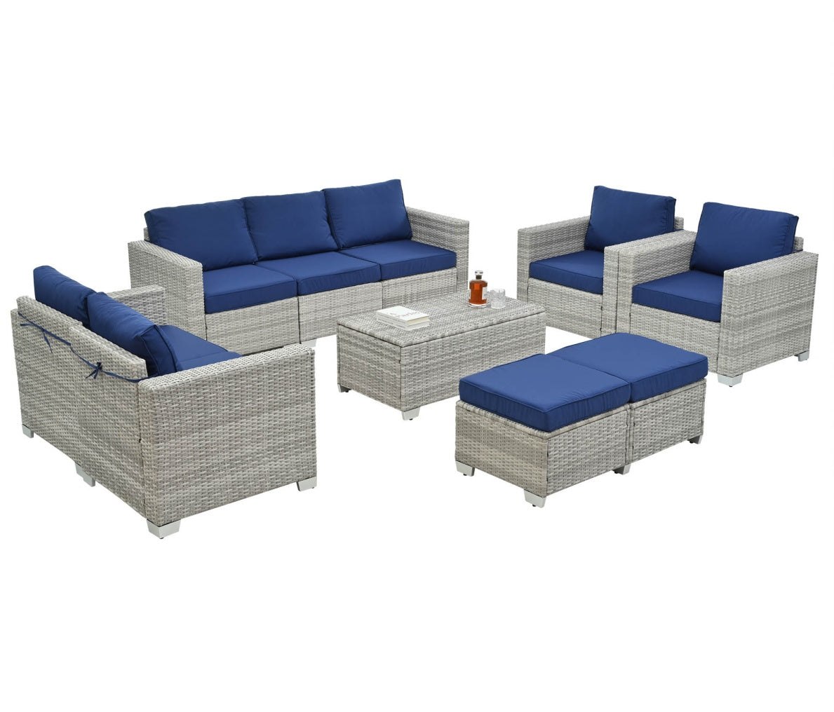 10-Piece Patio Furniture Set with Cushions – Outdoor Sectional Sofa & Table