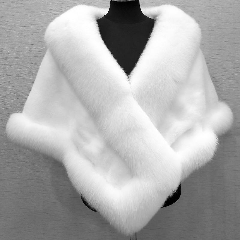 Plus sized Mink Fur Cape Coat with Dress Shawl - Imitation Fox Fur