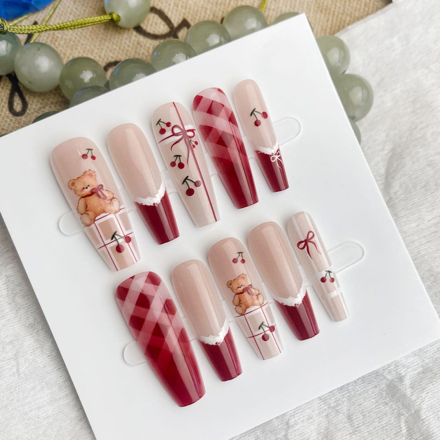 Cute Bear New Year Nail Art, DIY Press-On Nails Kit
