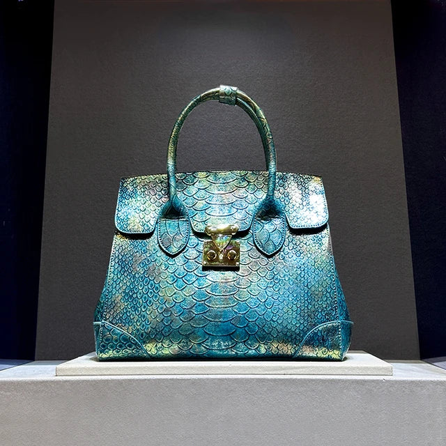 Luxury Snake Print Leather Handbag Large Capacity Crossbody Bag for Women