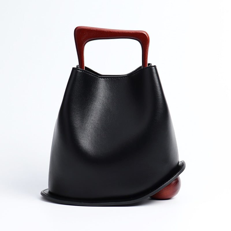 Handmade Wooden Bucket Bag Stylish Women's Crossbody & Commuting Tote