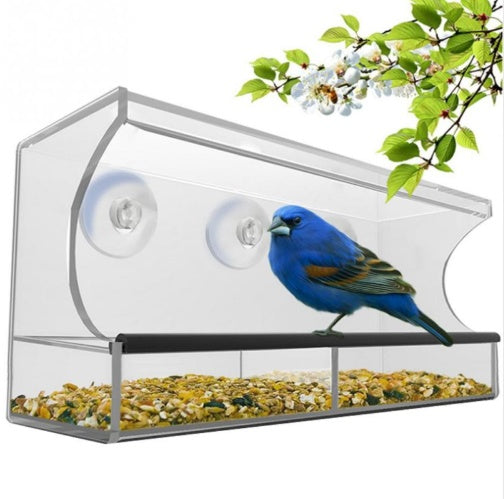 Acrylic Bird Feeder Transparent Hanging Food Box for Parrots, Budgies & Small Birds