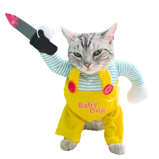 Funny Cat Costume | Pet Assassin Knife Outfit Creative Halloween Cat Clothing
