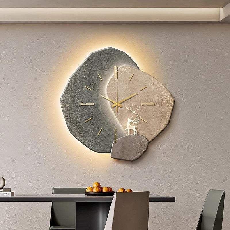 Luxury Lucky Stone Wall Clock, Elegant Living Room & Restaurant Style