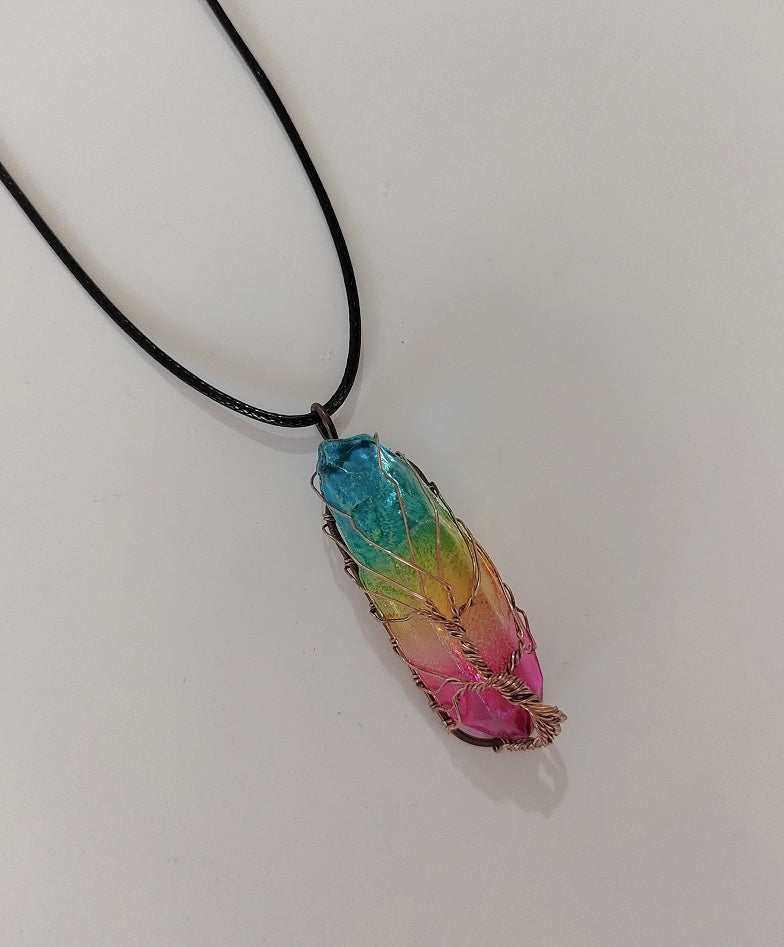 “Stone Crystal Tree of Life Pendant Necklace | Fashion Jewelry for Women & Men”
