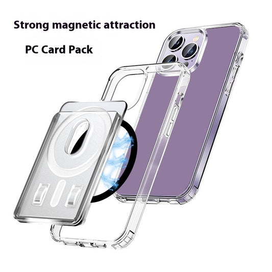 “Transparent Magnetic Phone Case with Card Holder | Strong PC Protective Cover”