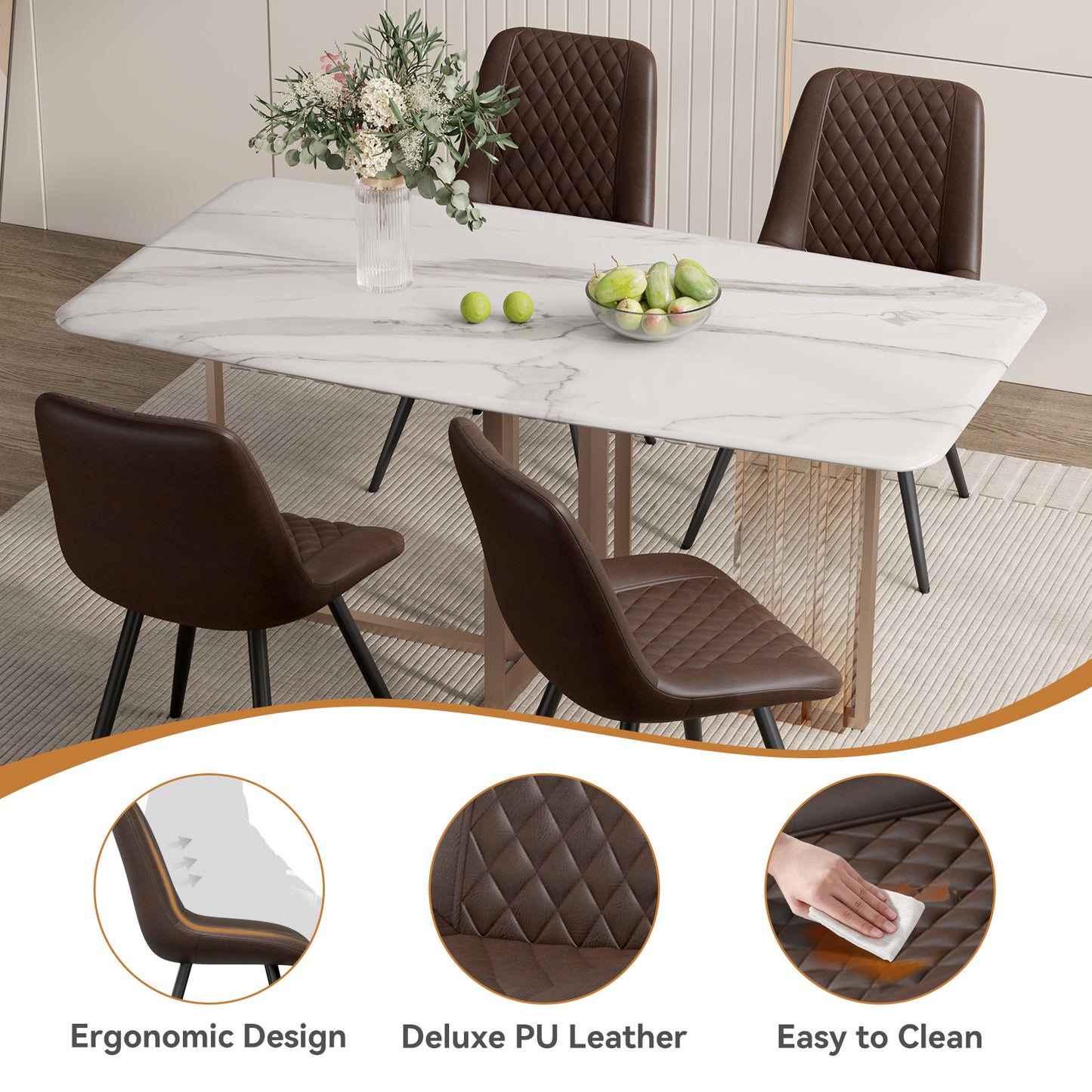 Luxury Dining Chair with PU Leather Upholstery – Elegant Home Furniture