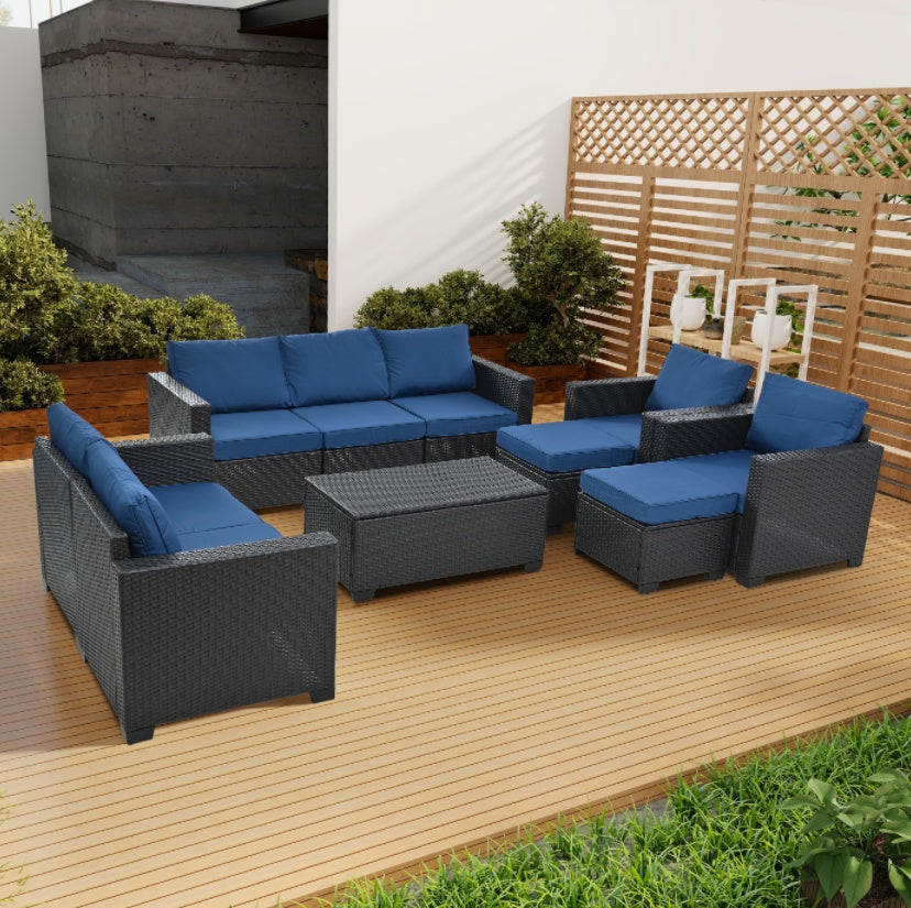 10-Piece Patio Furniture Set with Cushions – Outdoor Sectional Sofa & Table